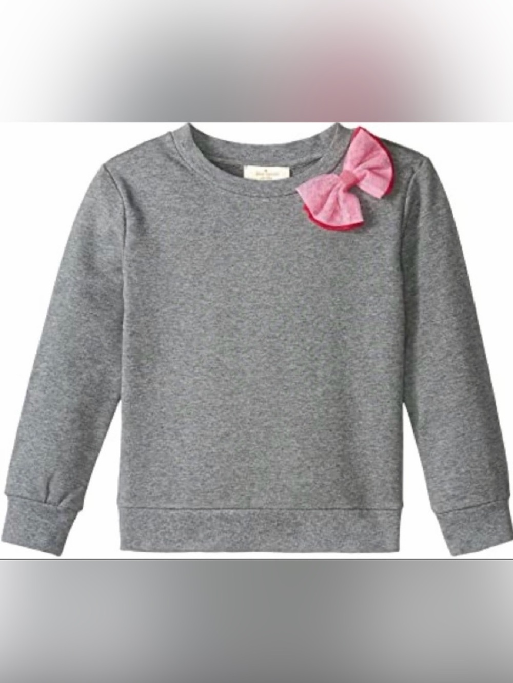 Kate Spade Girls Gray Sweatshirt With Pink Bow Size 12 Y